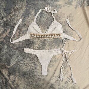 Crochet Bikini Set with Beaded Shell Detail